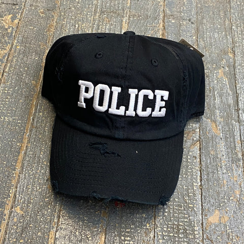 Police Rugged Black Embroidered Ball Cap