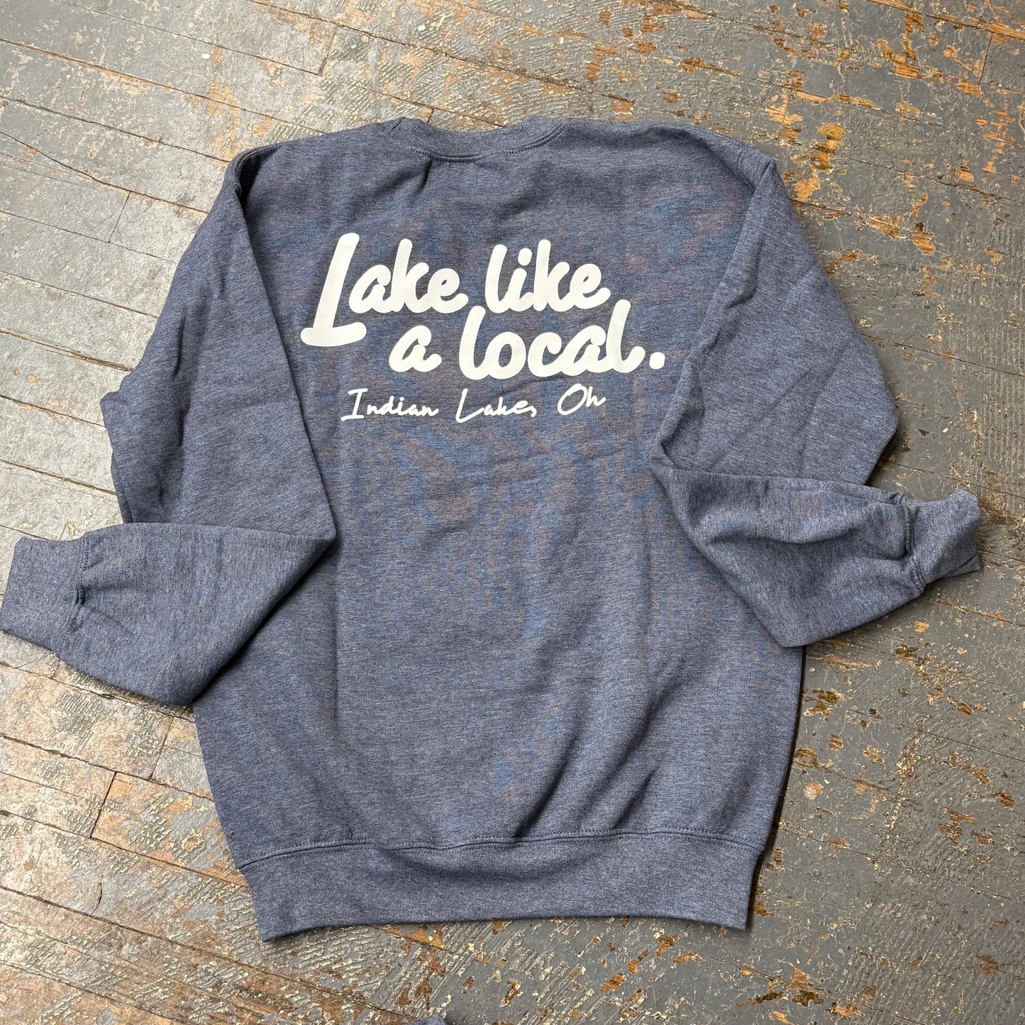 Holders Hideaway Lake Like Local Navy Long Sleeve Crew Neck Graphic Designer Tee