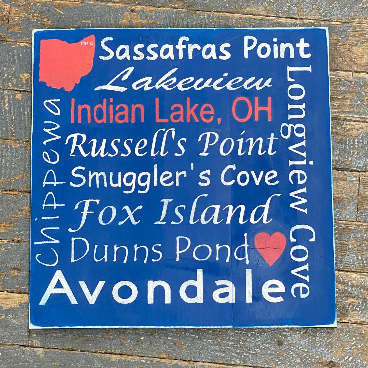 Indian Lake Ohio Destination Sign Island Coves Blue