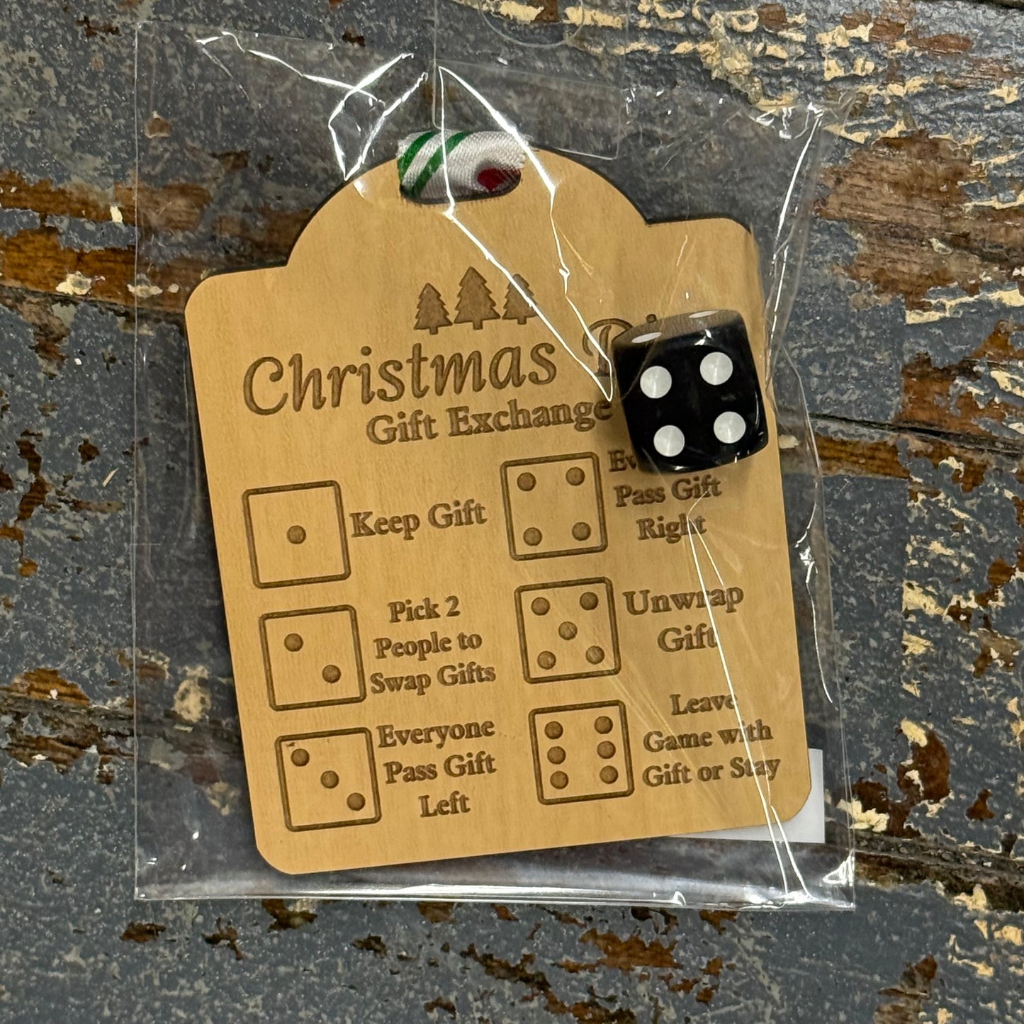 Christmas Dice Gift Exchange Game Wood Engraved Ornament