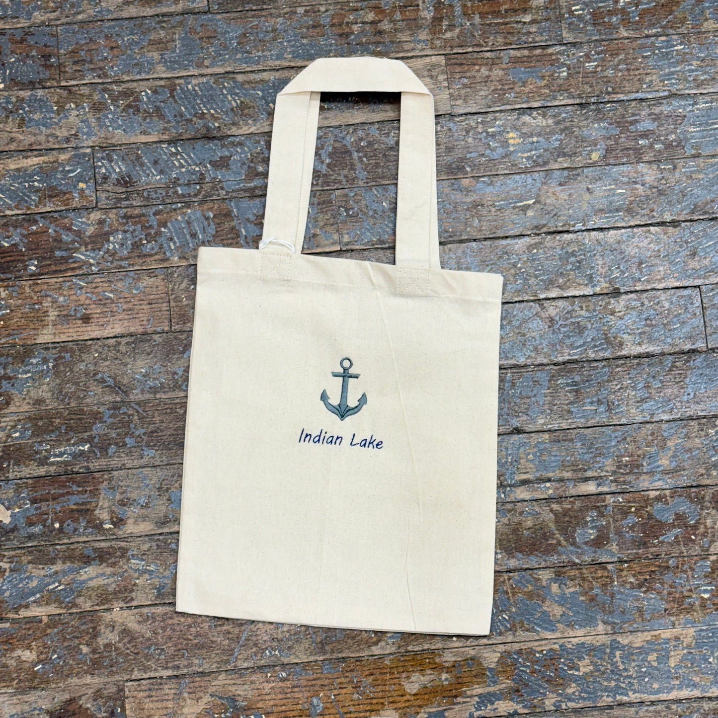 Indian Lake Embroidered Anchor Tote Bag