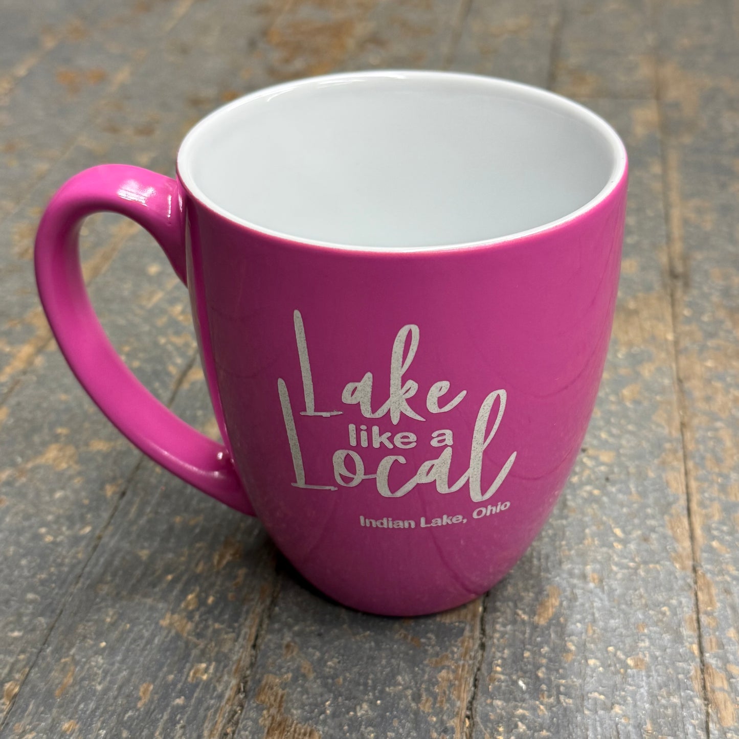 Lake Like Local Indian Lake Ohio 16oz Beverage Drink Coffee Mug Pink