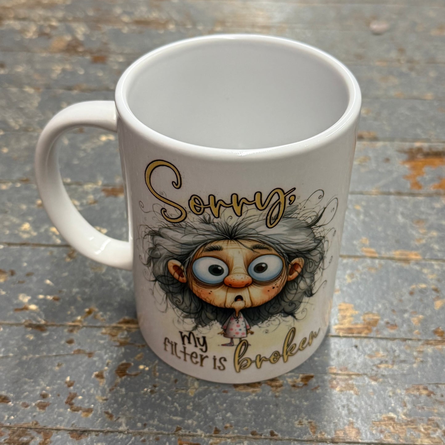 Filter Broken 12oz Beverage Drink Coffee Mug White
