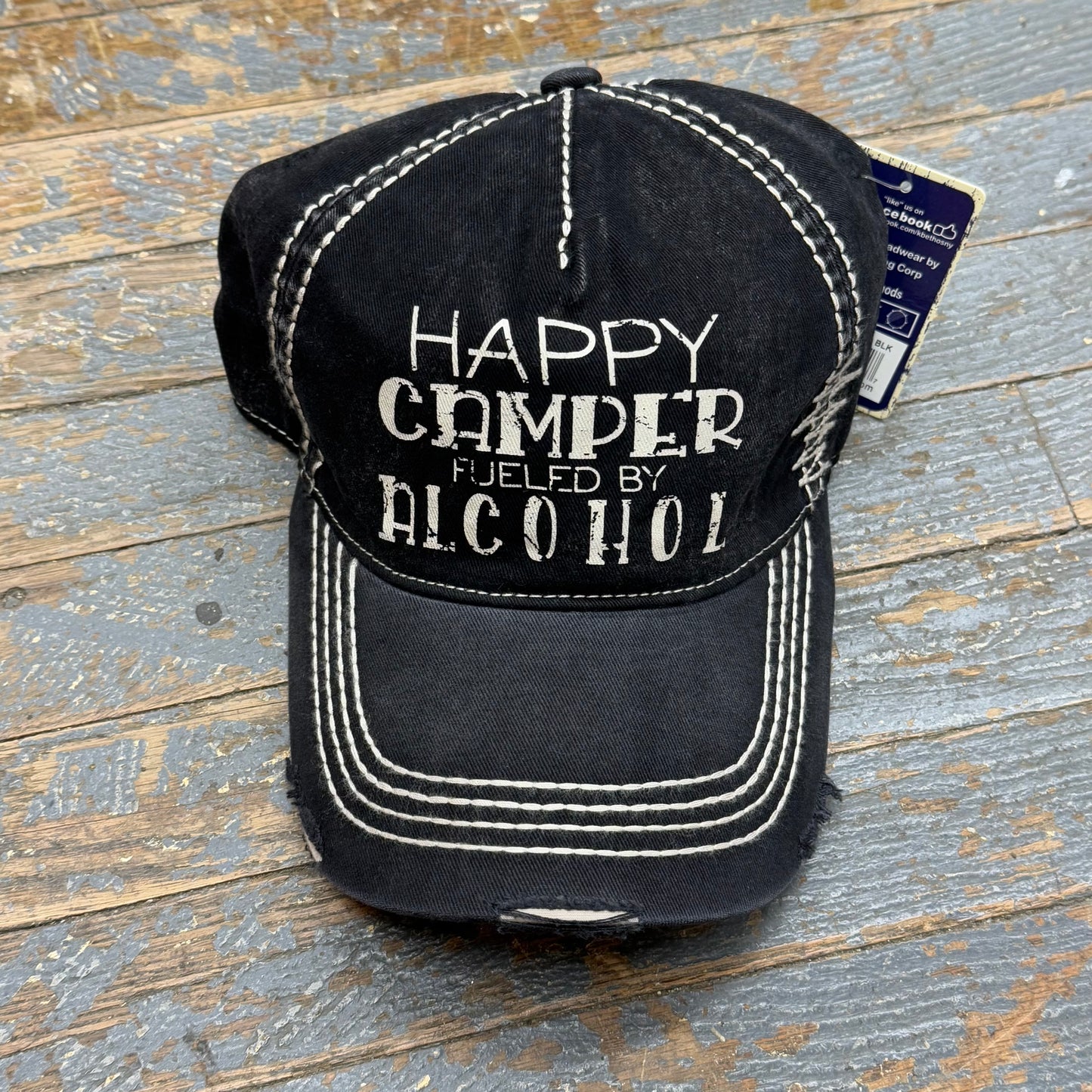 Happy Camper Fueled Alcohol Rugged Black Ball Cap