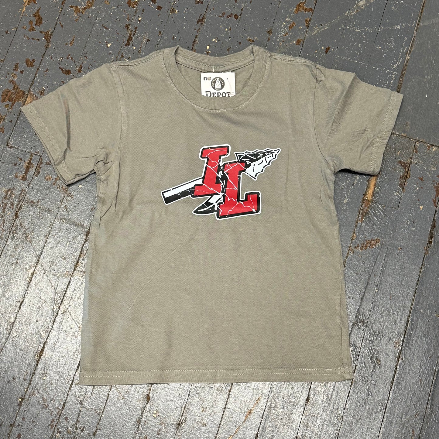 Indian Lake Laker IL Spear Graphic Designer Short Sleeve Child Youth T-Shirt Grey