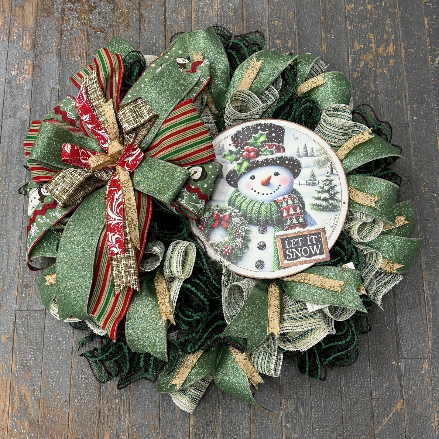 Snowman Let It Snow Christmas Seasonal Holiday Wreath Door Hanger