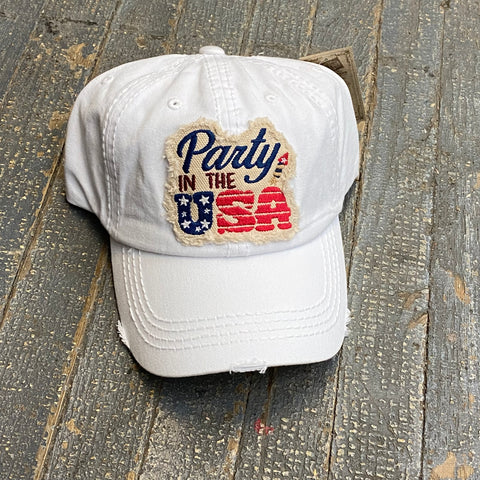 Party in the USA Rugged White USA Embroidered Ball Cap