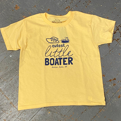 Cutest Little Boater Indian Lake Oh Graphic Designer Short Sleeve Child Youth T-Shirt Yellow