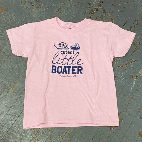 Cutest Little Boater Indian Lake Oh Graphic Designer Short Sleeve Child Youth T-Shirt Pink