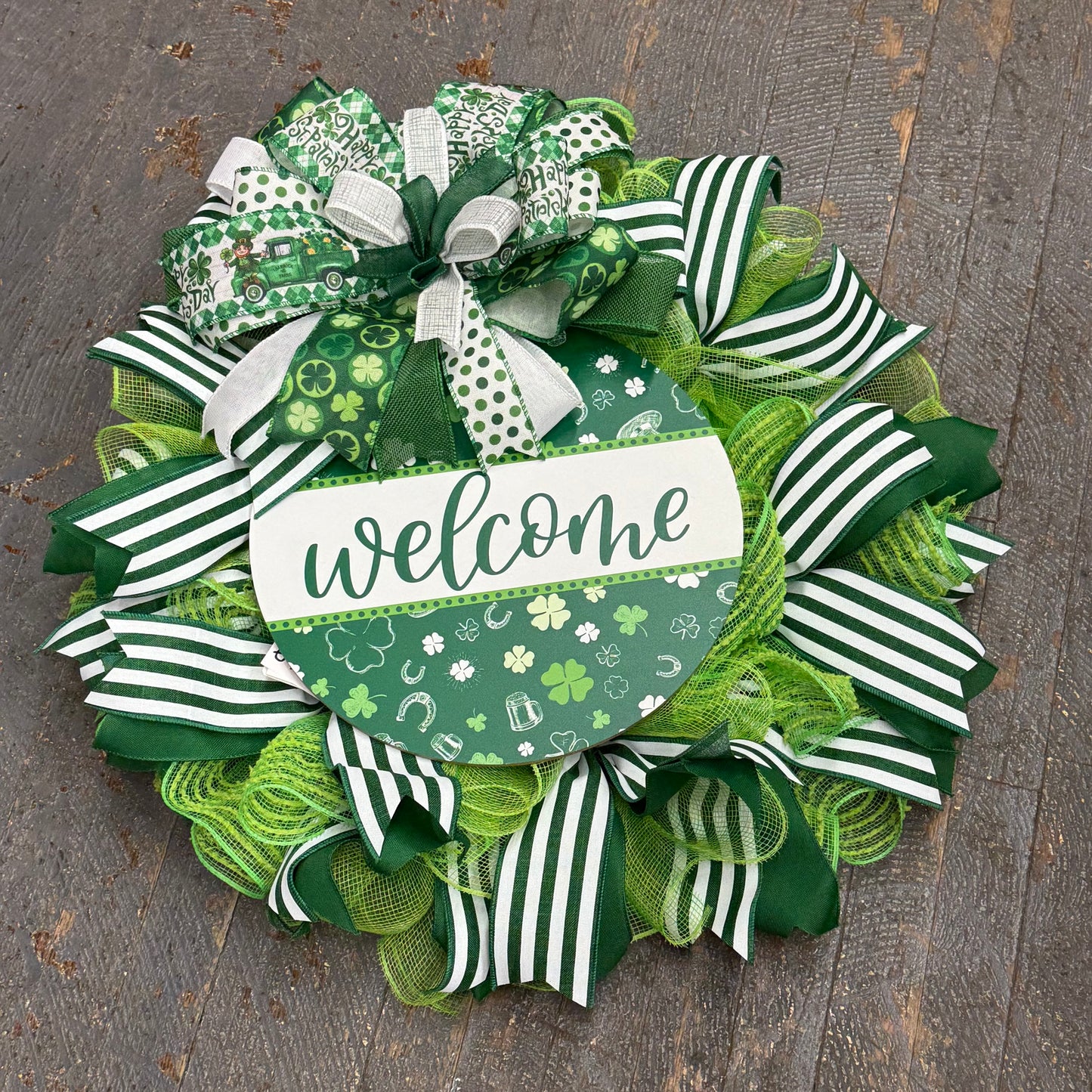 Welcome St Patrick's Day Seasonal Holiday Wreath Door Hanger