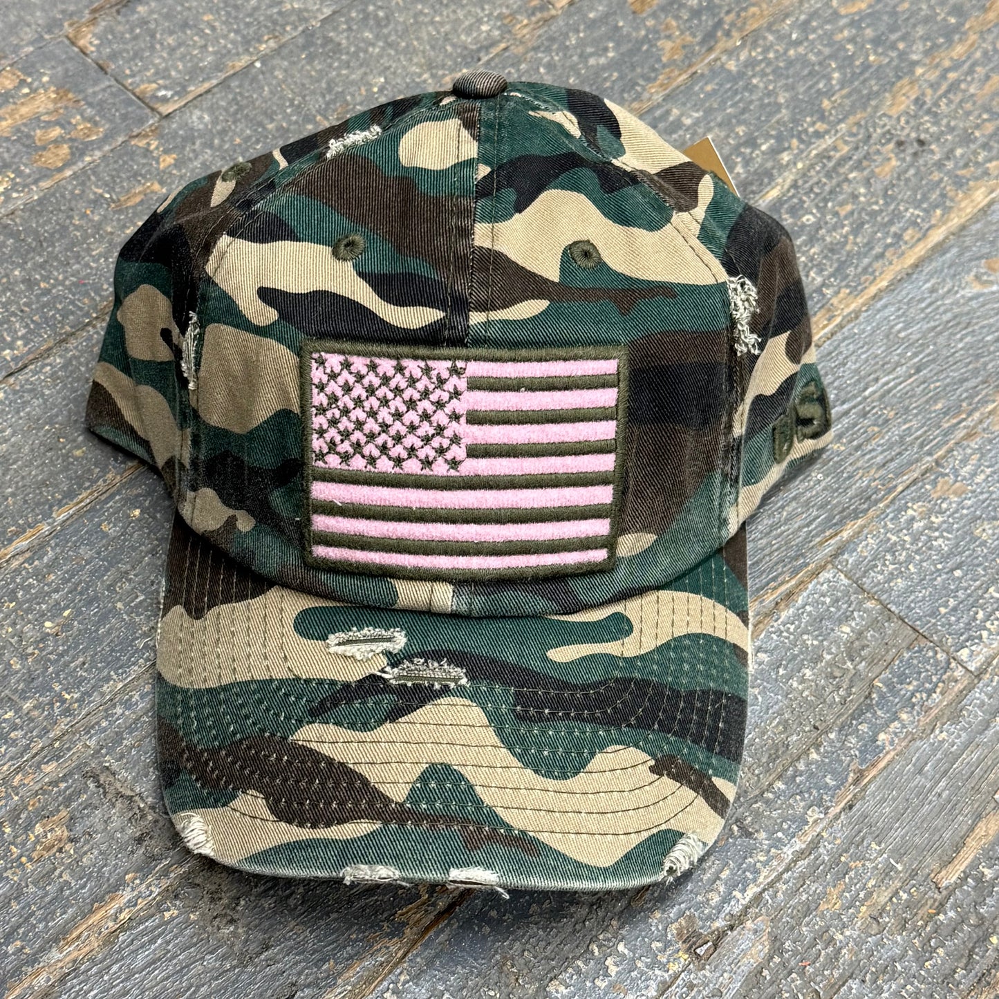 American Flag Patch Military Camo Pink Embroidered Ball Cap
