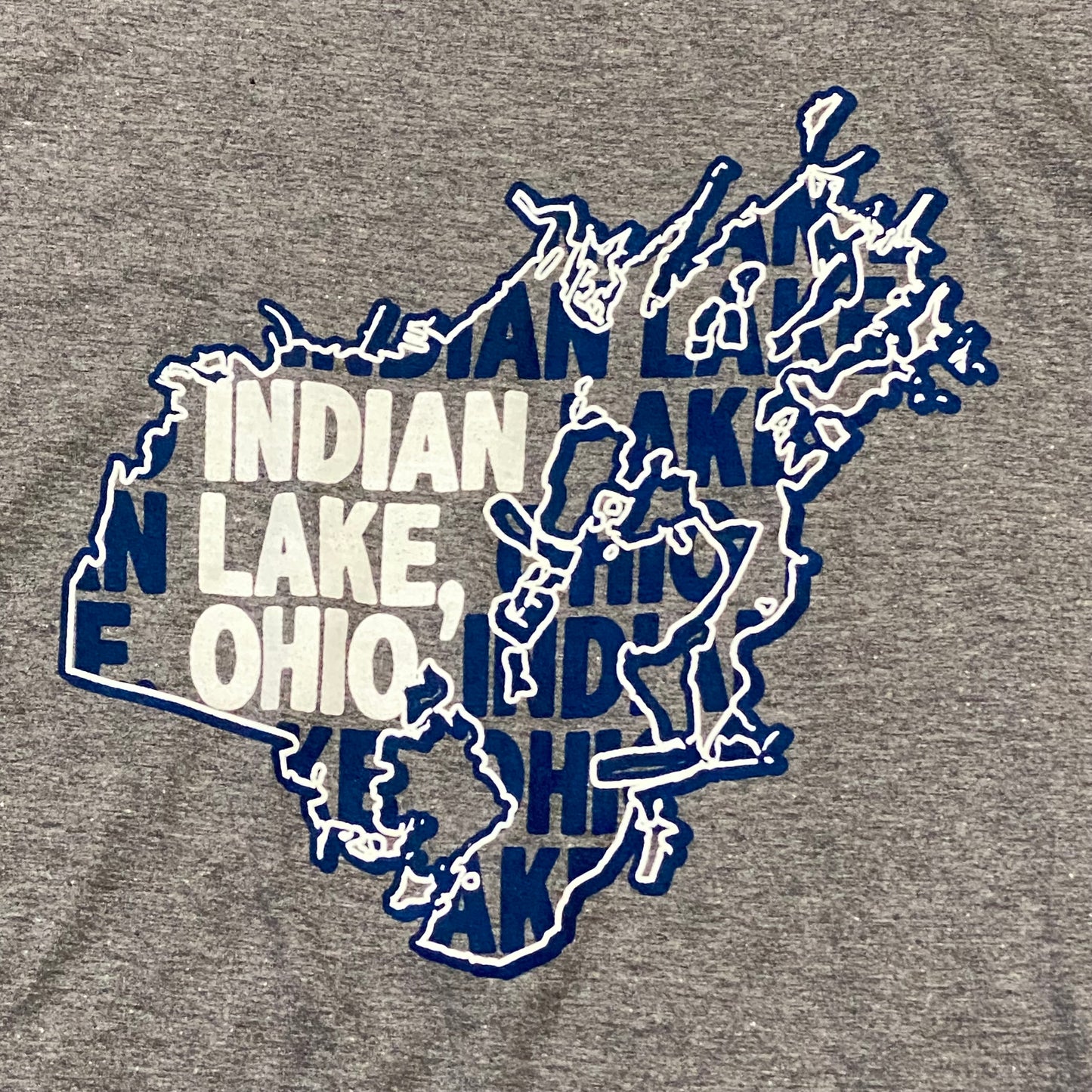 Indian Lake Ohio Map Grey Graphic Designer Short Sleeve T-Shirt
