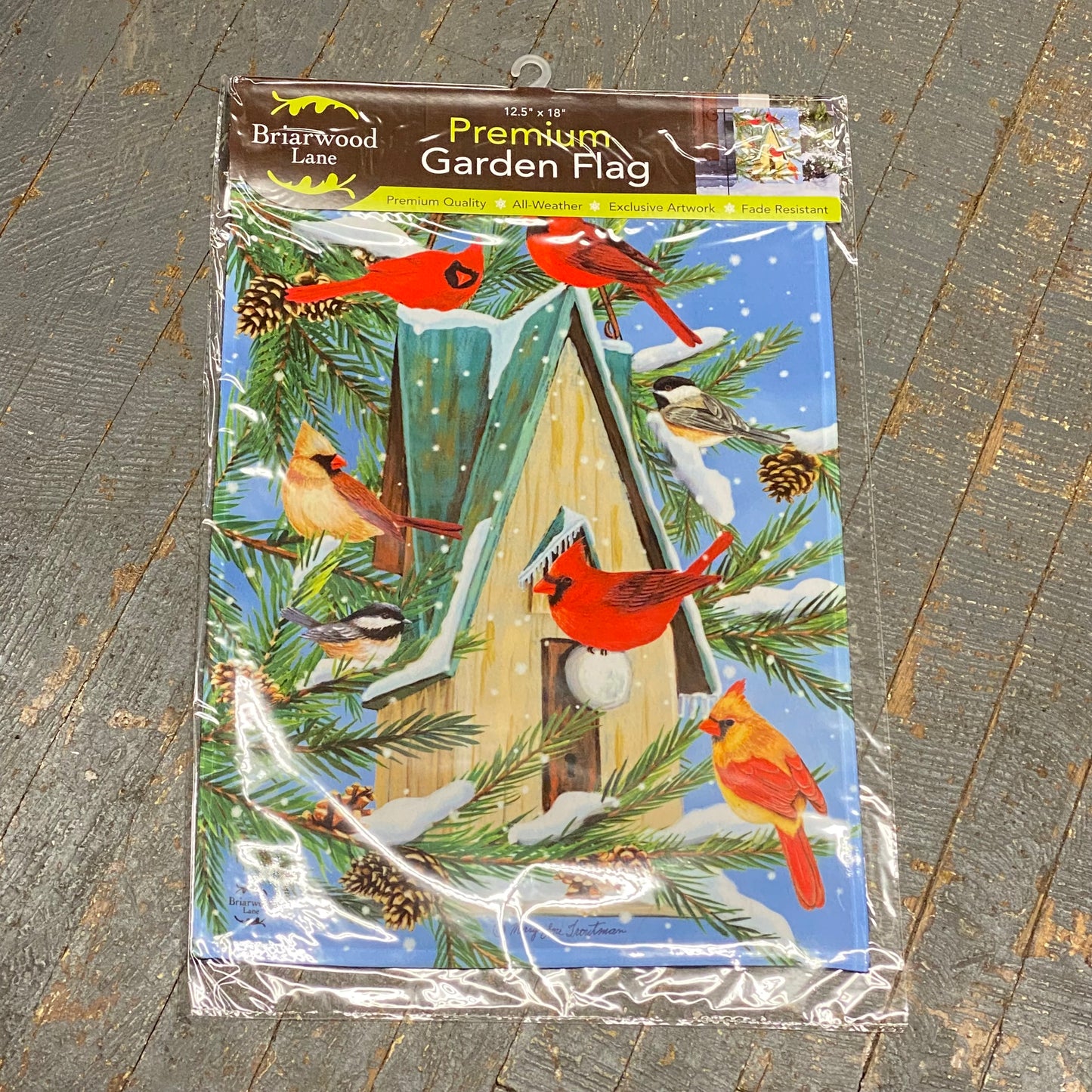 Snowfall Birdhouse Holiday Garden Flag