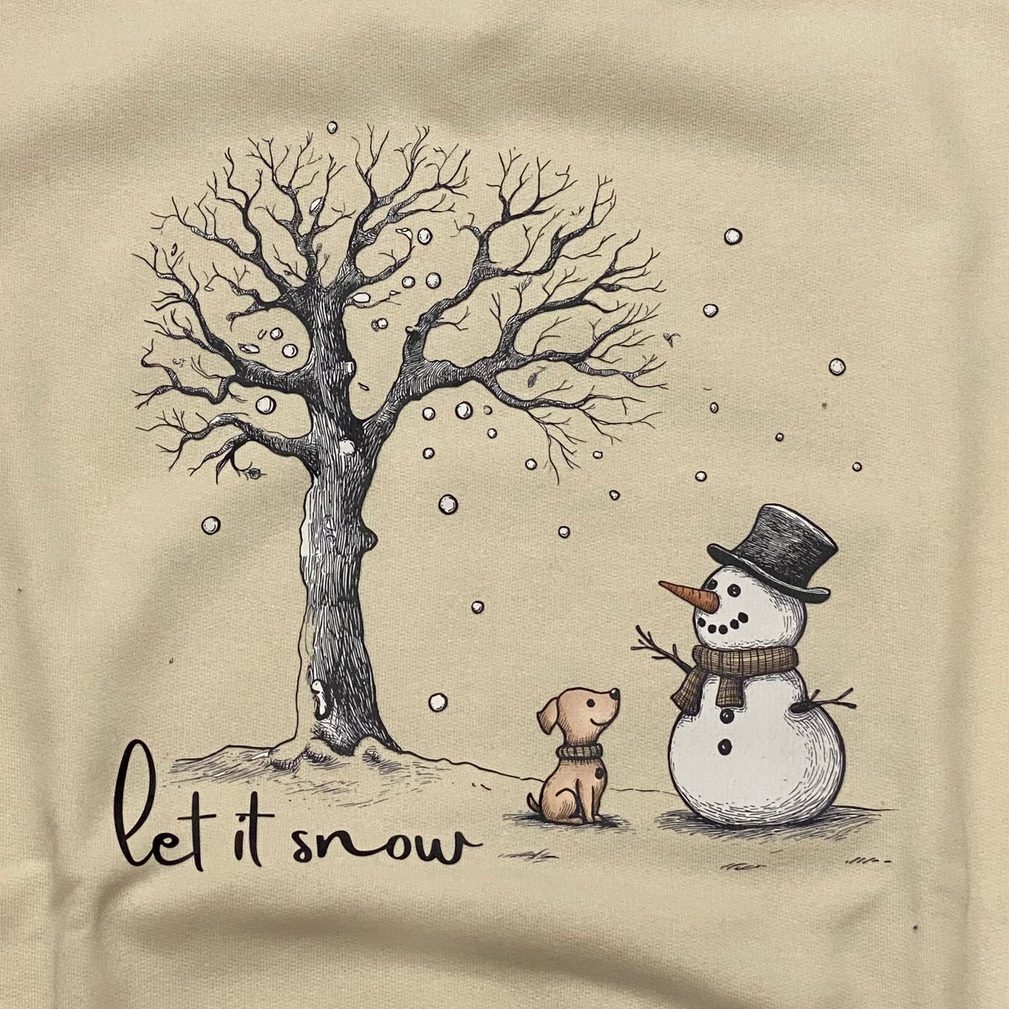 Let It Snow Puppy Graphic Designer Long Sleeve Crew Neck Sweatshirt