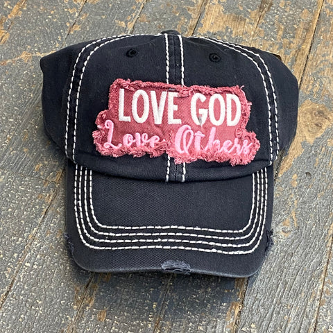 Love God Love Others Rugged Black Embroidered Ball Cap