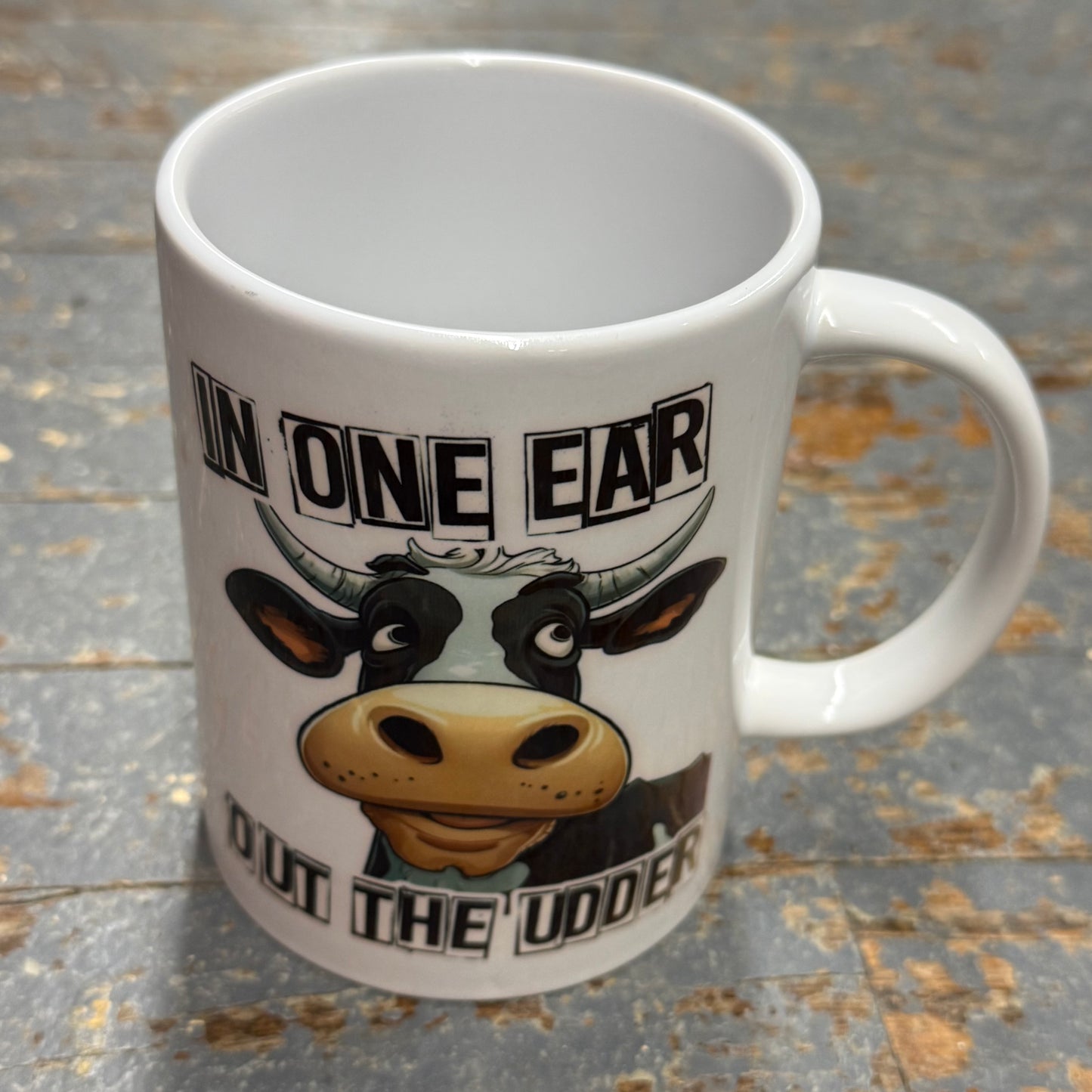 In Ear Out Udder 12oz Beverage Drink Coffee Mug White