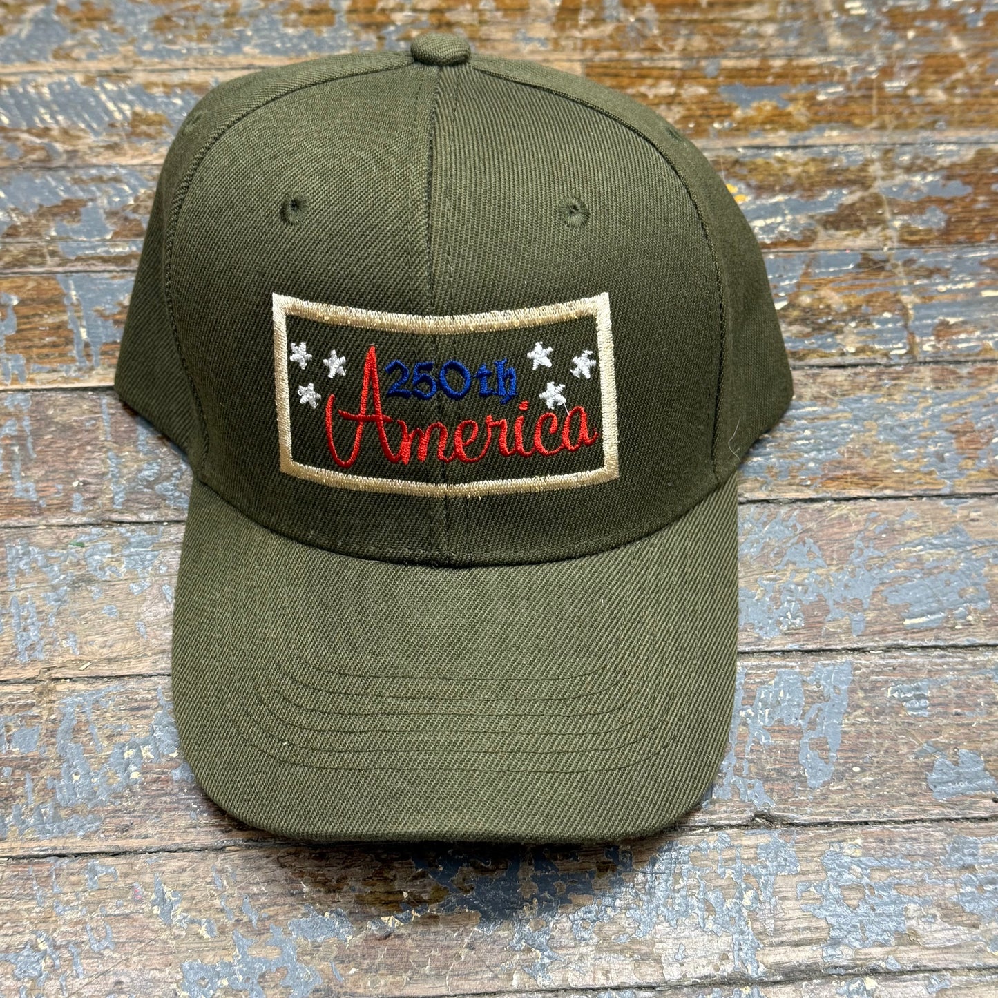 250th America Embroidered Patch Dad Ball Cap Moss Green