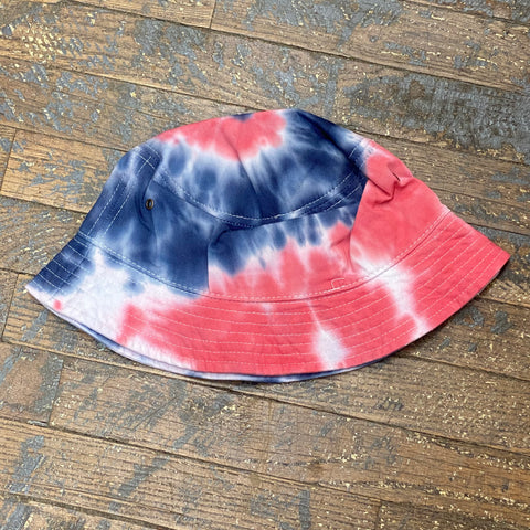 Adult Teen Sun Hat Bucket Hat Ball Cap Tie Dye Red White Blue