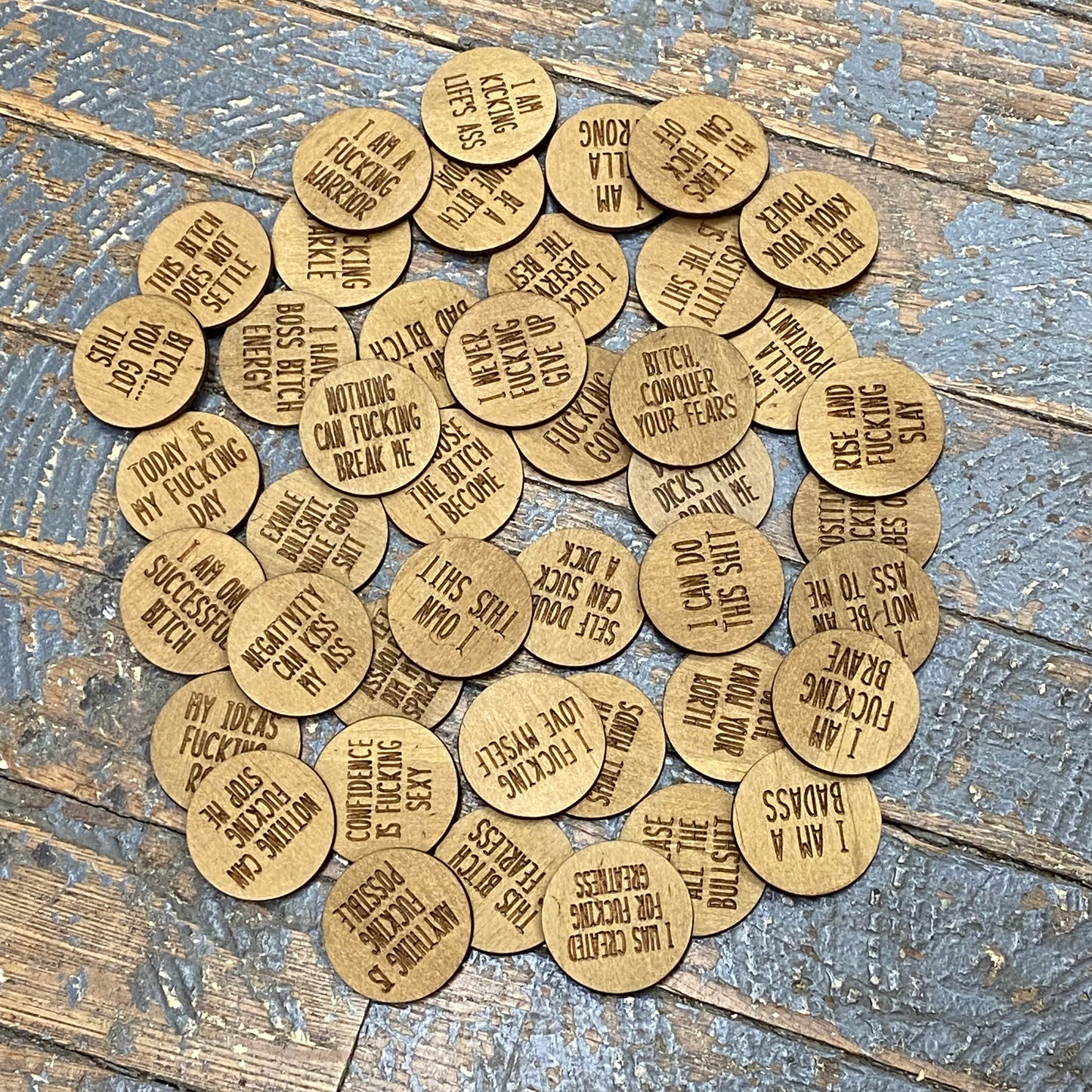 Sweary Affirmations Wooden Token Gift Set