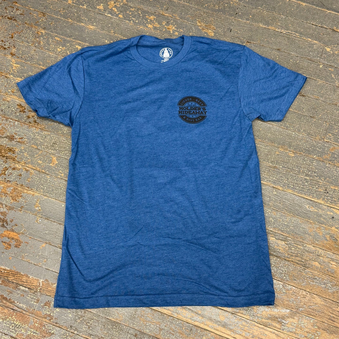 Holders Hideaway Party Weiner Blue Short Sleeve T-Shirt Graphic Designer Tee Front