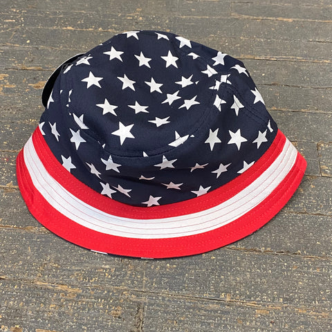 Adult Teen Sun Hat Bucket Hat Ball Cap American Flag Stars Strips Red White Blue