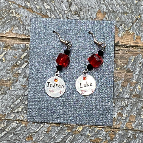 IL Indian Lake Custom Stamped Dangle Earrings