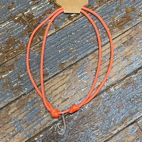 Fishing Lure Pro Joe's Baits Hope Hook Paracord Adjustable Necklace Orange