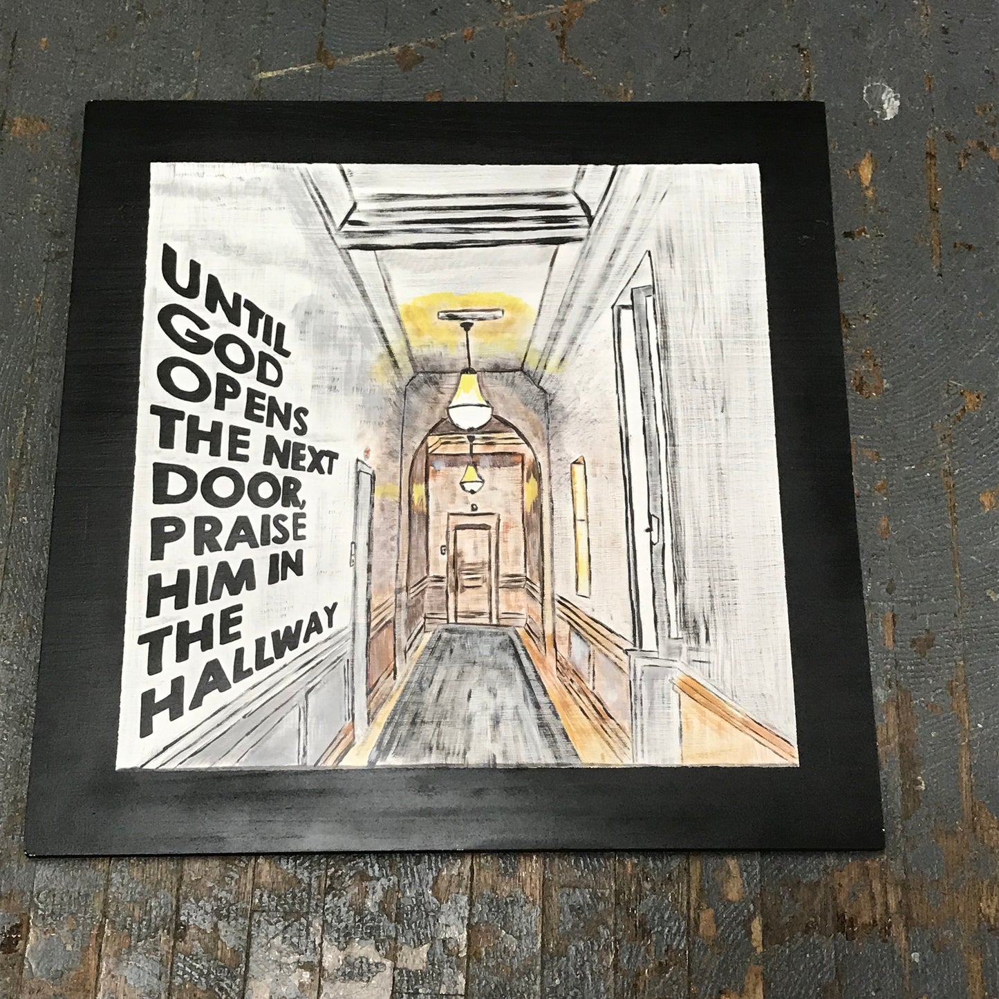 Hand Painted Wooden Sign God Opens Doors