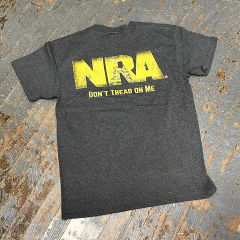 NRA Don't Tread On Me Short Sleeve T-Shirt Grey Graphic Designer Tee Back