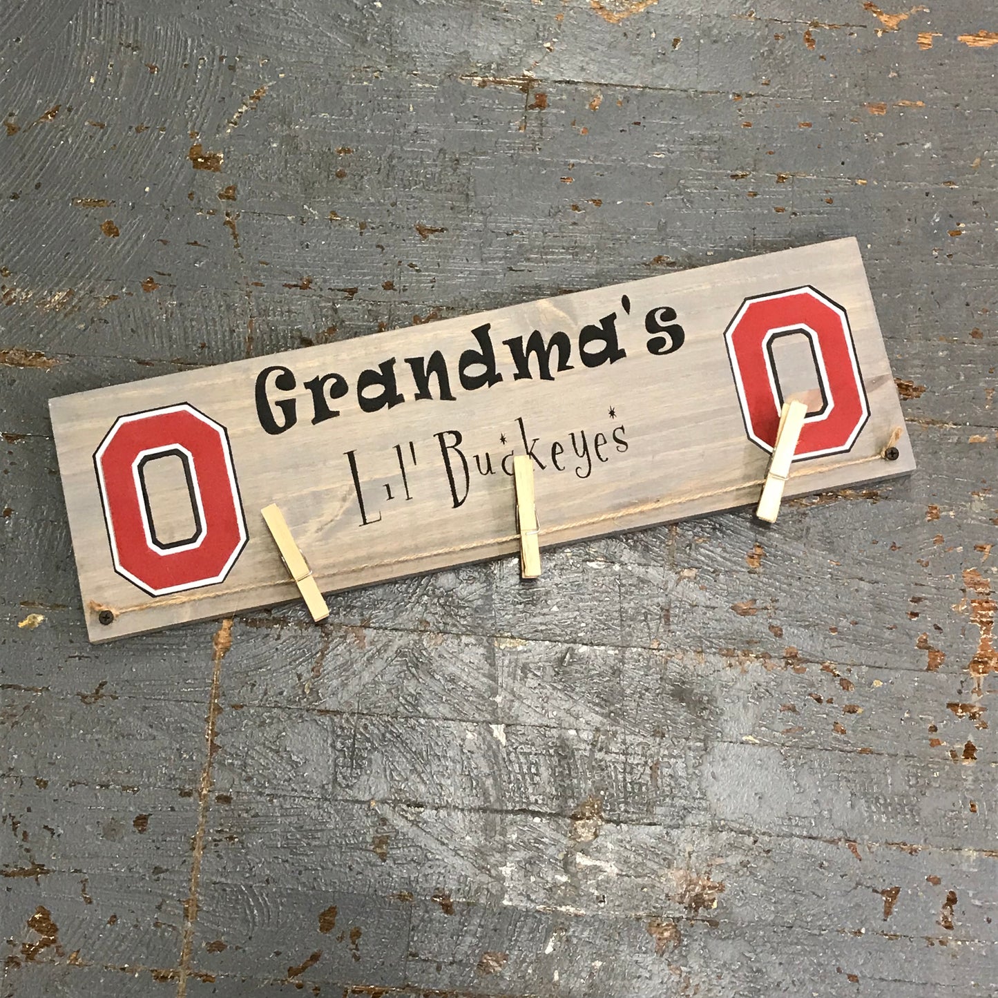 Hand Painted Wooden Primitive Rustic Lil Buckeyes Sign