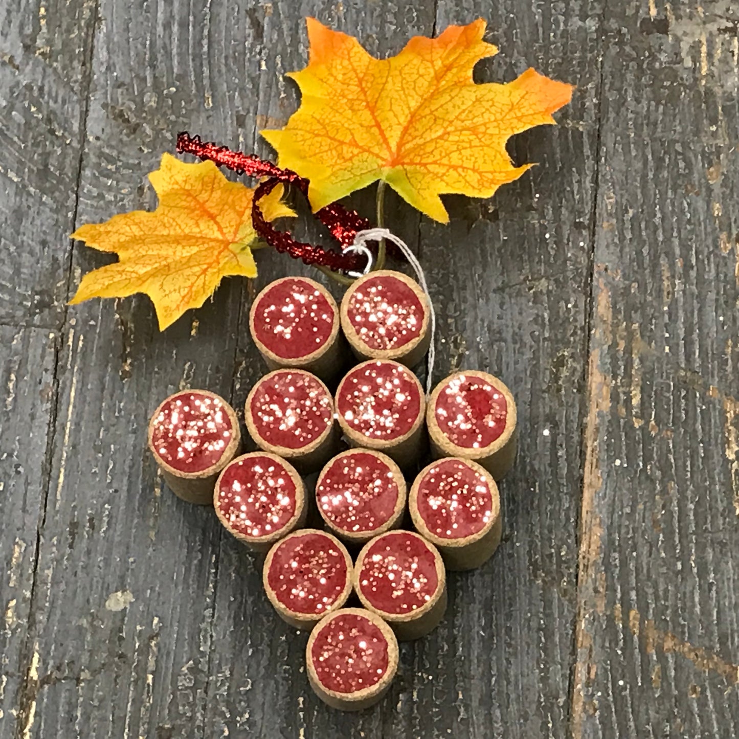 Wine Cork Red Grape Cluster Christmas Ornament Bar Decoration