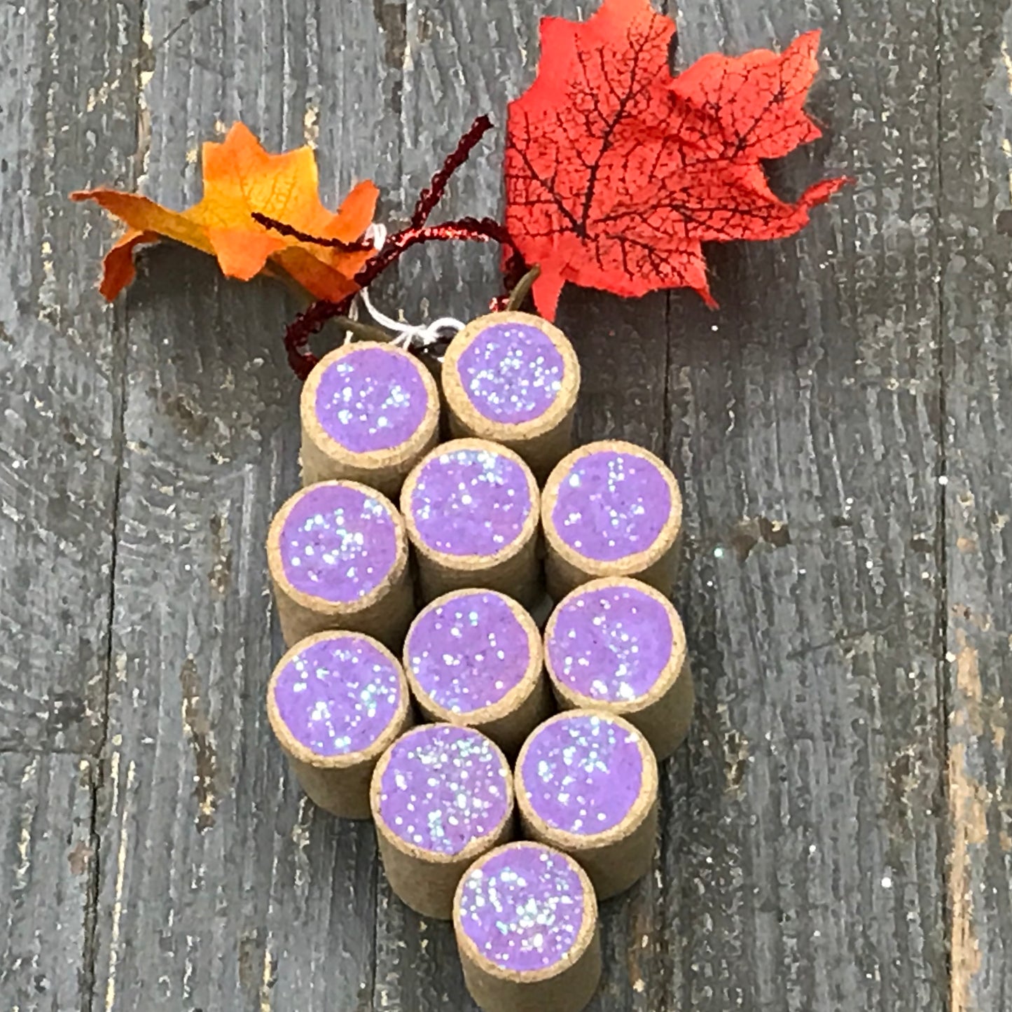 Wine Cork Purple Grape Cluster Christmas Ornament Bar Decoration
