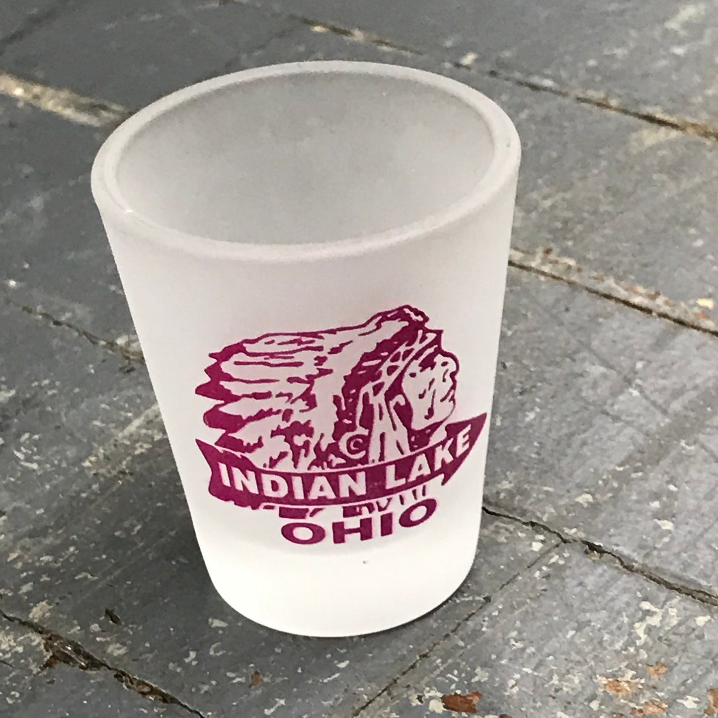 Standard Shot Glass Indian Lake Ohio Fuchsia