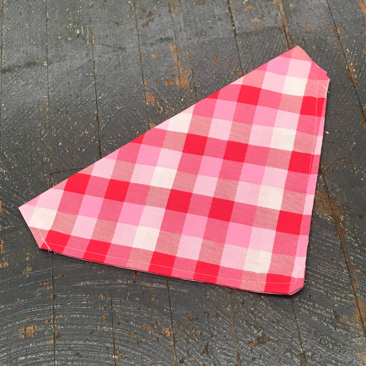 Red Pink Plaid Love Dog Collar Pet Bandanna Neck Scarf Large