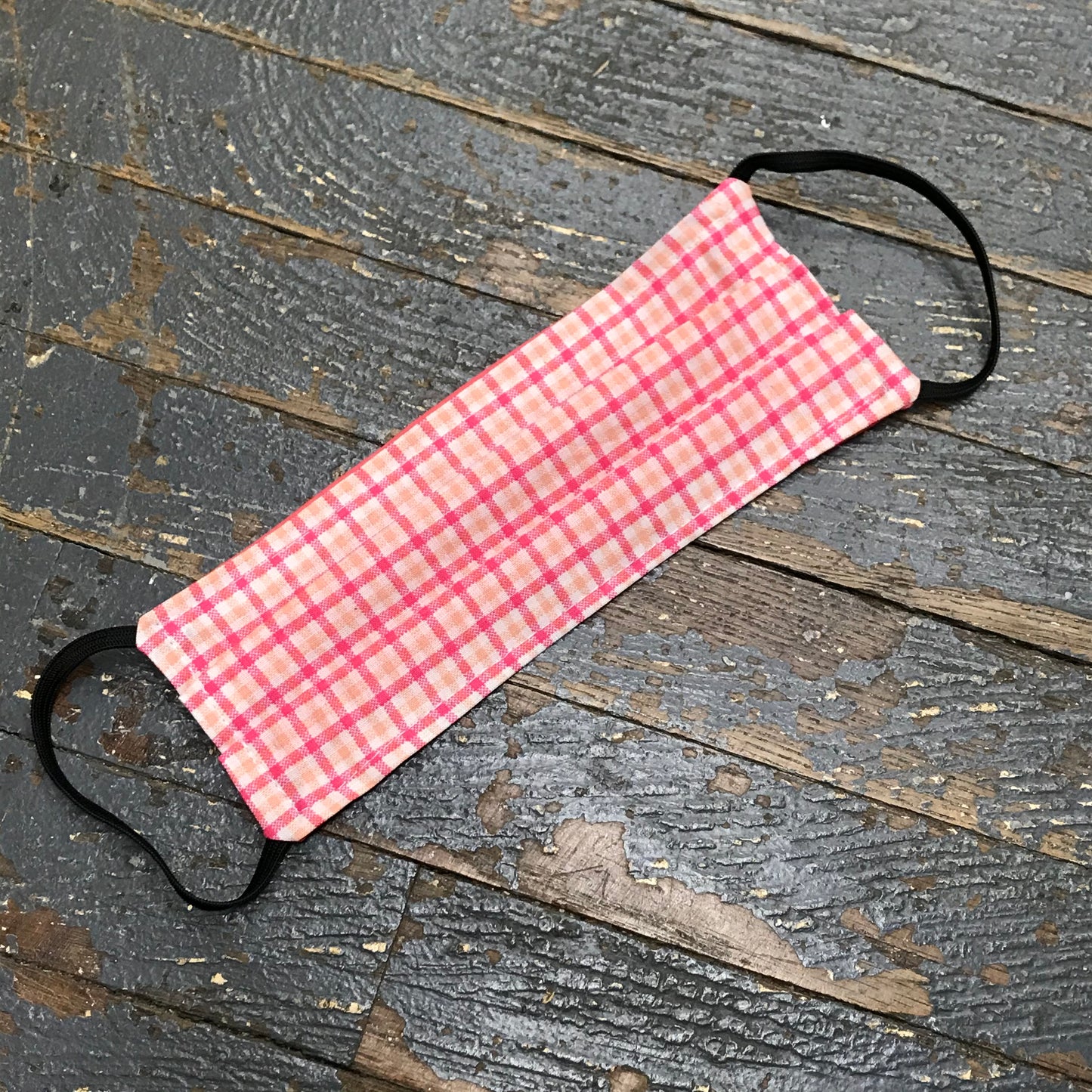 Pink Orange Plaid Handmade Cotton Cloth Face Mask Reversible Reusable