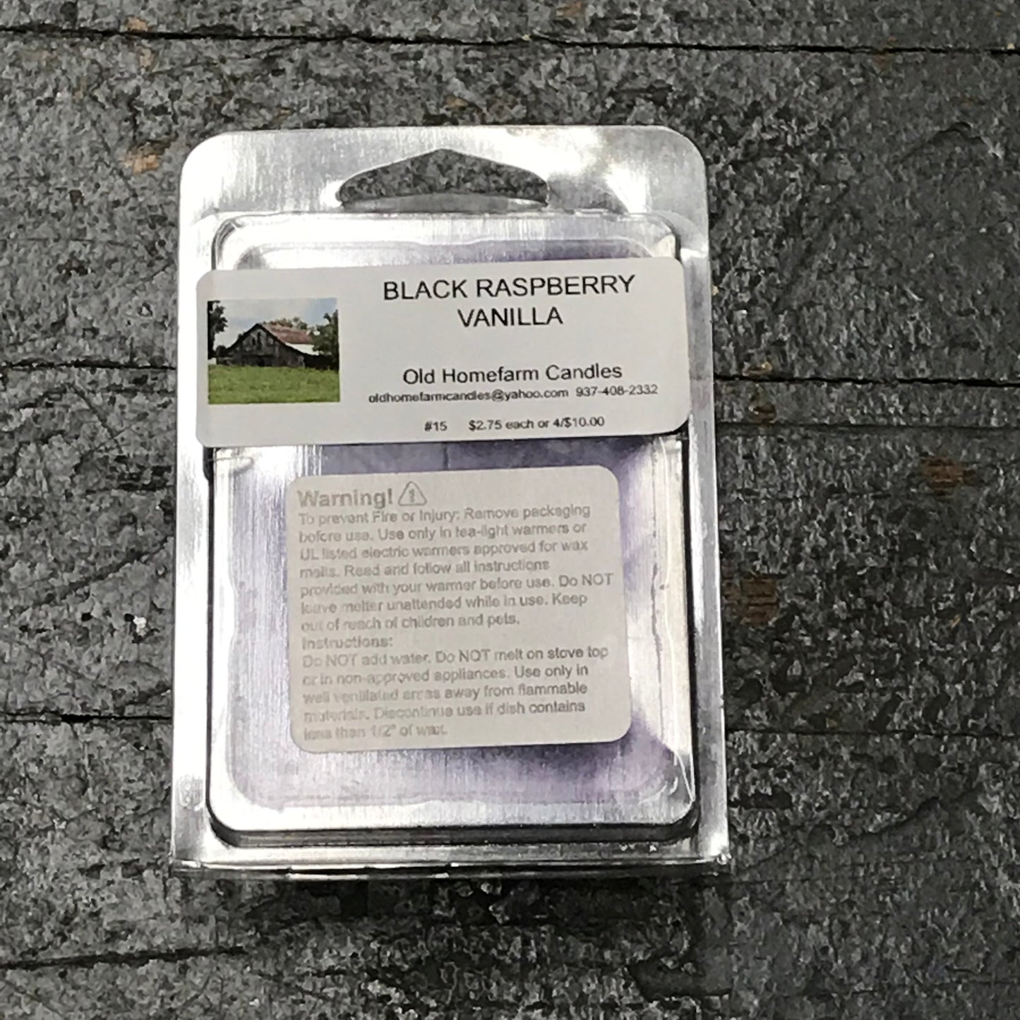 Black Raspberry Vanilla Old Homefarm Melt Bar Soy Candle