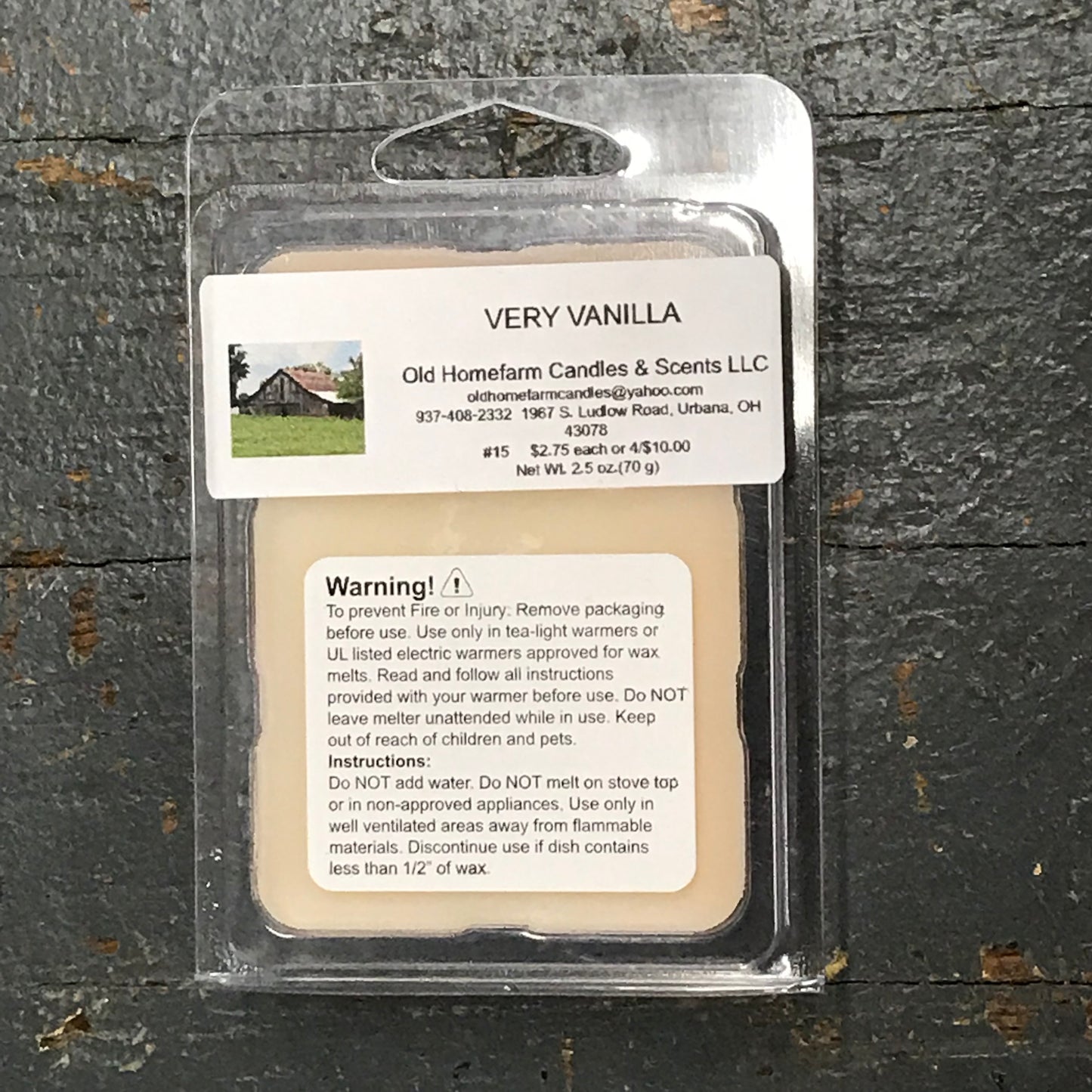 Very Vanilla Old Homefarm Melt Bar Soy Candle