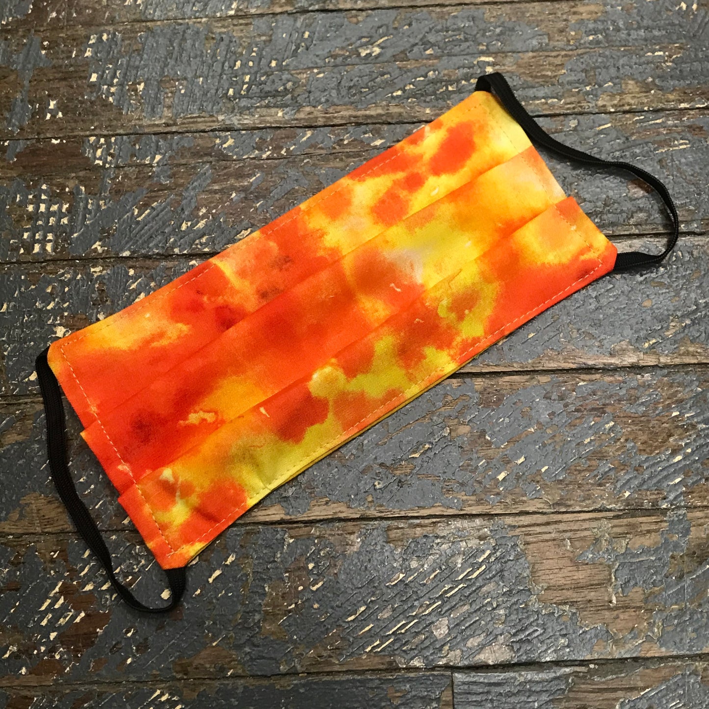 Hippie Tie Dye Orange Yellow Water Color Handmade Cotton Cloth Face Mask Reversible Reusable