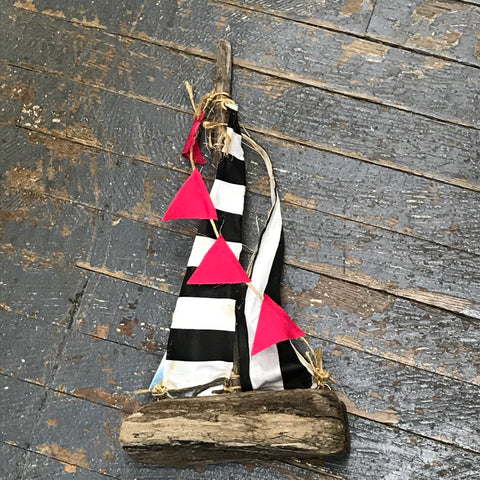 Driftwood Sailboat Nautical Pink Black Sail