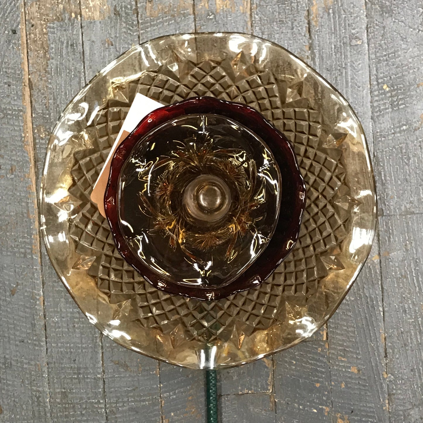 Depression Glass Garden Flower Large Carnival Orange Ruby Red Amber Opaque