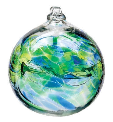 Hand Blown Glass Ornament Globe August Birthday Orb Ball by Kitras Art Glass