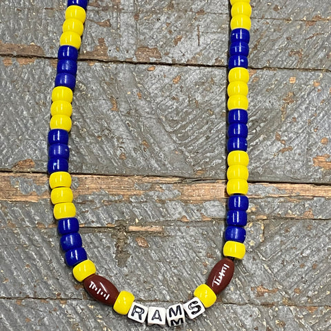 Handmade Beaded Necklace Football NFL Los Angeles Rams