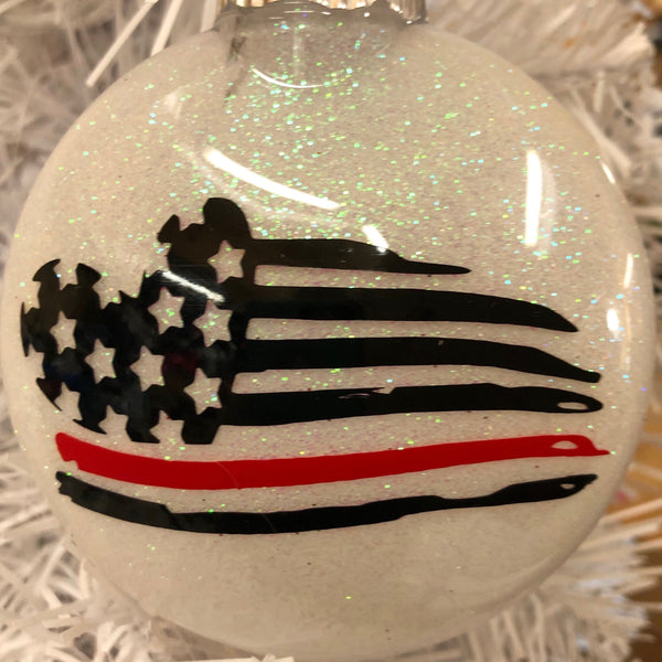 Holiday Christmas Tree Ornament Red Line Flag Thedepot Lakeviewohio