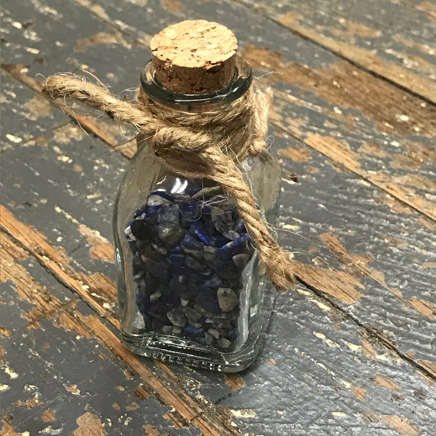Bottle of Semiprecious Natural Gemstone Wishes Lapis