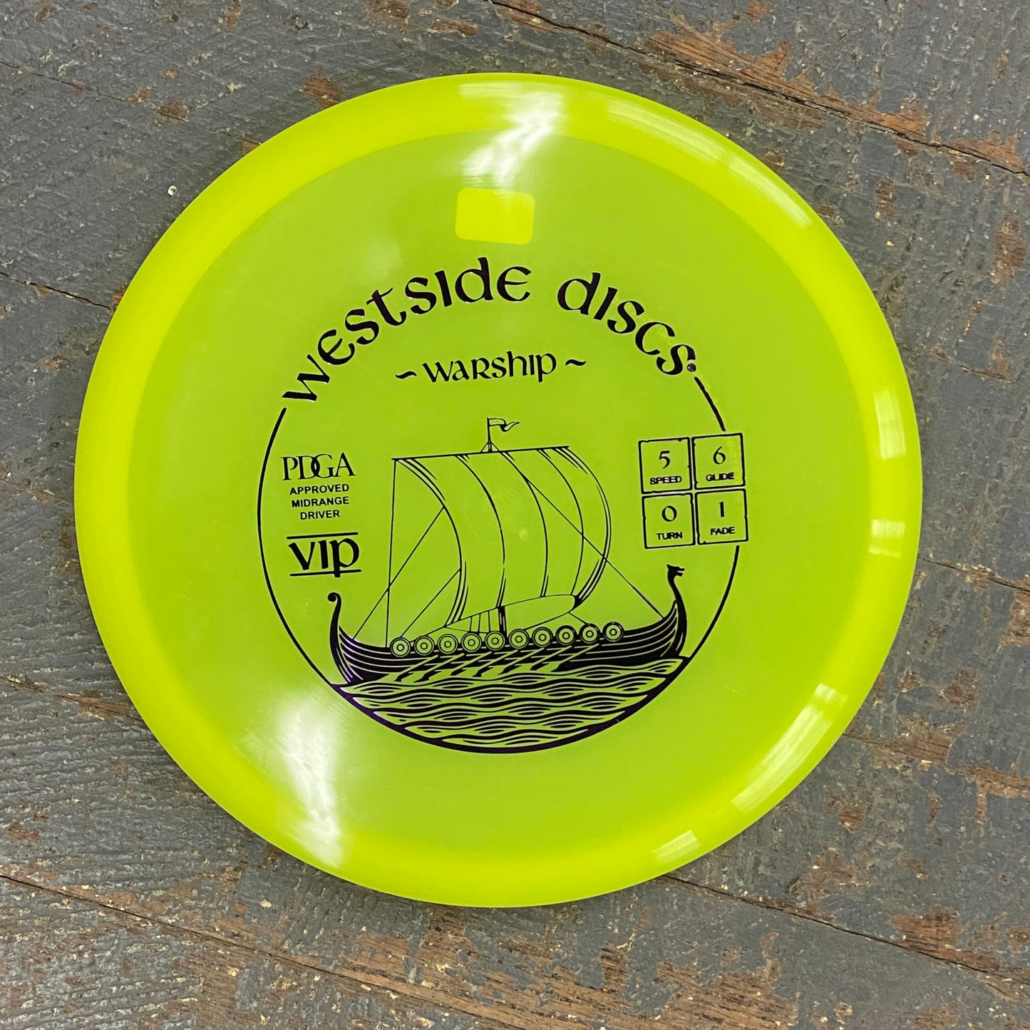 Disc Golf Mid Range Driver Warship Westside Disc VIP Yellow