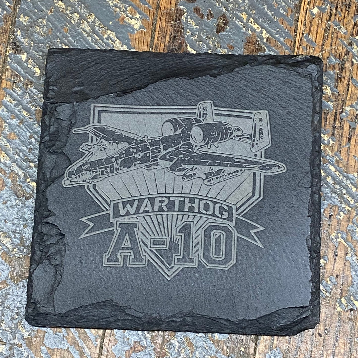 Laser Engraved Slate Tile Coaster Warthog A-10
