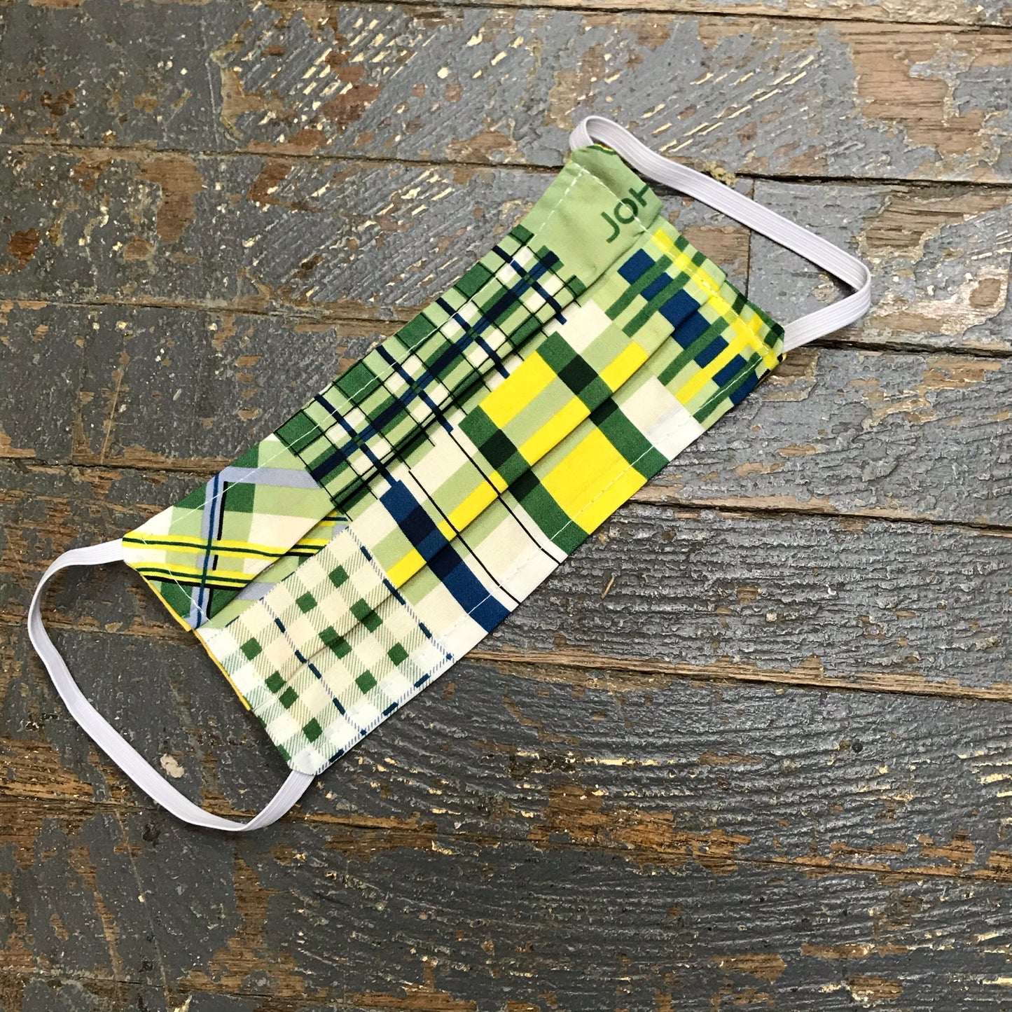 John Deere Green Geometric Print Stripe Handmade Cotton Cloth Face Mask Reversible Reusable