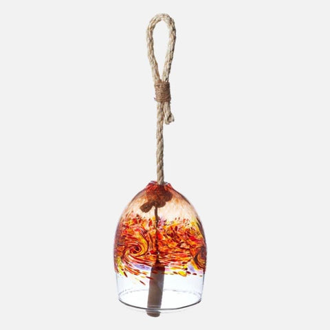 Hand Blown Glass Ornament Bell Elements Collection Fire Chime by Kitras Art Glass