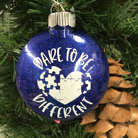 Holiday Christmas Tree Ornament Dare to be Different Autism Puzzle
