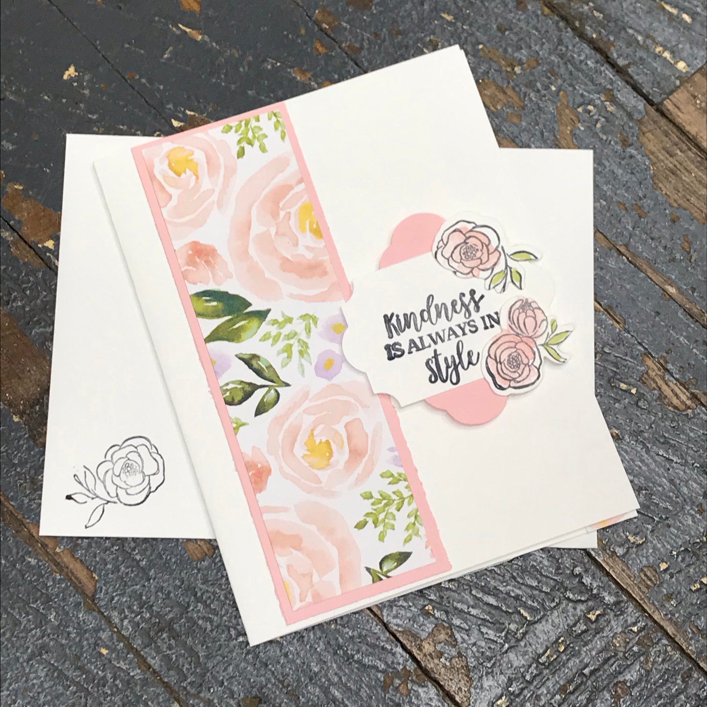 Kindness Always in Style Floral Handmade Stampin Up Greeting Card with Envelope